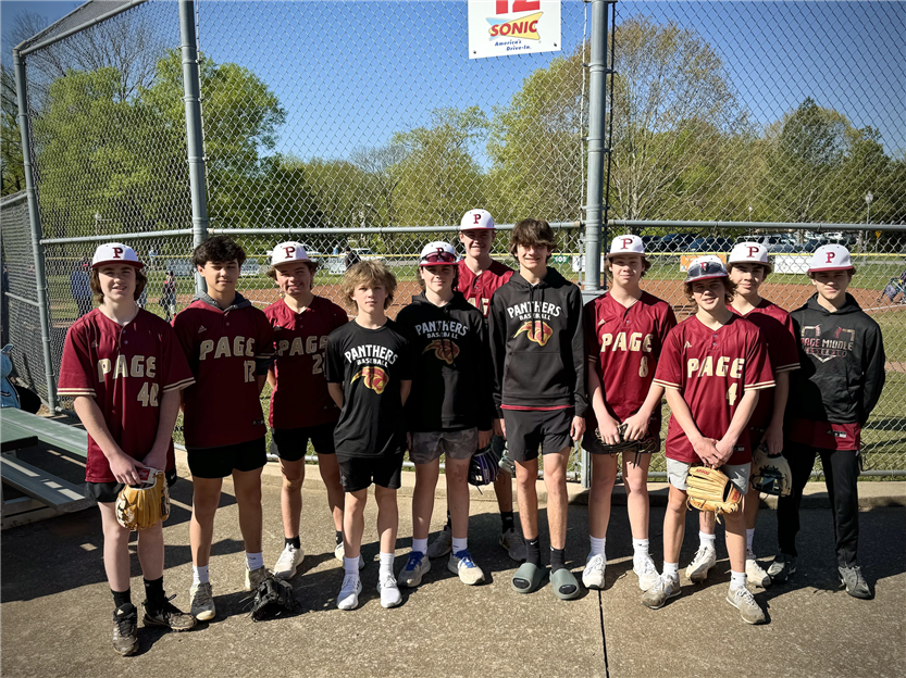 Students playing baseball